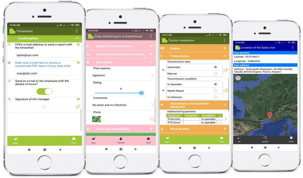Features available on a mobile form