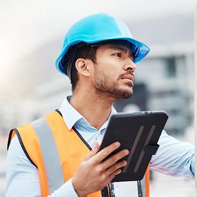 Maxime technicien frigoriste travaillant avec sa tablette